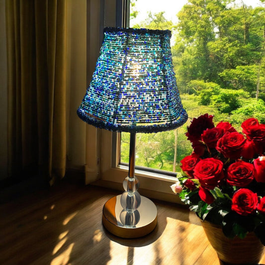 Handcrafted Beaded Lampshade -Green & Blue Beads